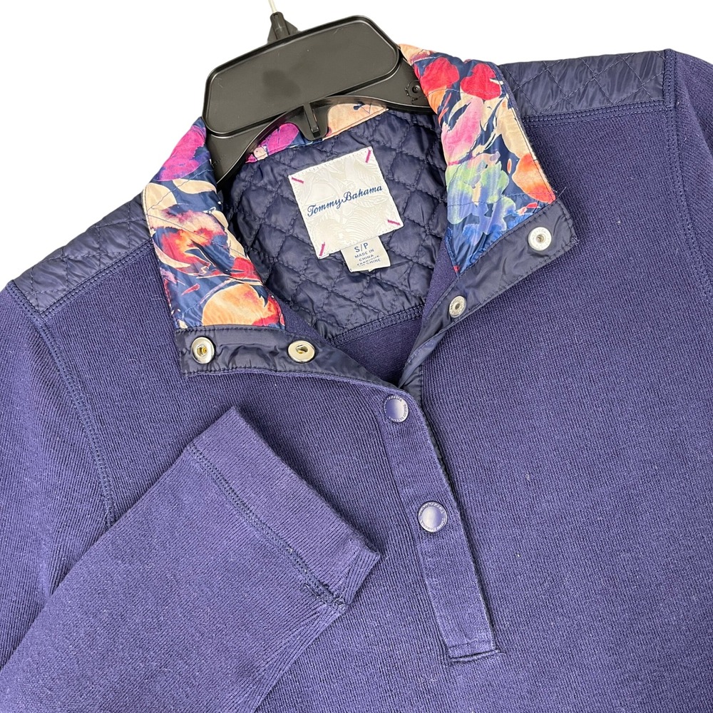 Tommy Bahama Pullover‎ Women S Quilted Panels Floral Trim Casual Weekend Wear